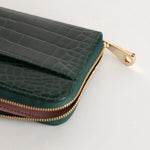Aspinal of London Green Croc Zip Wallet
