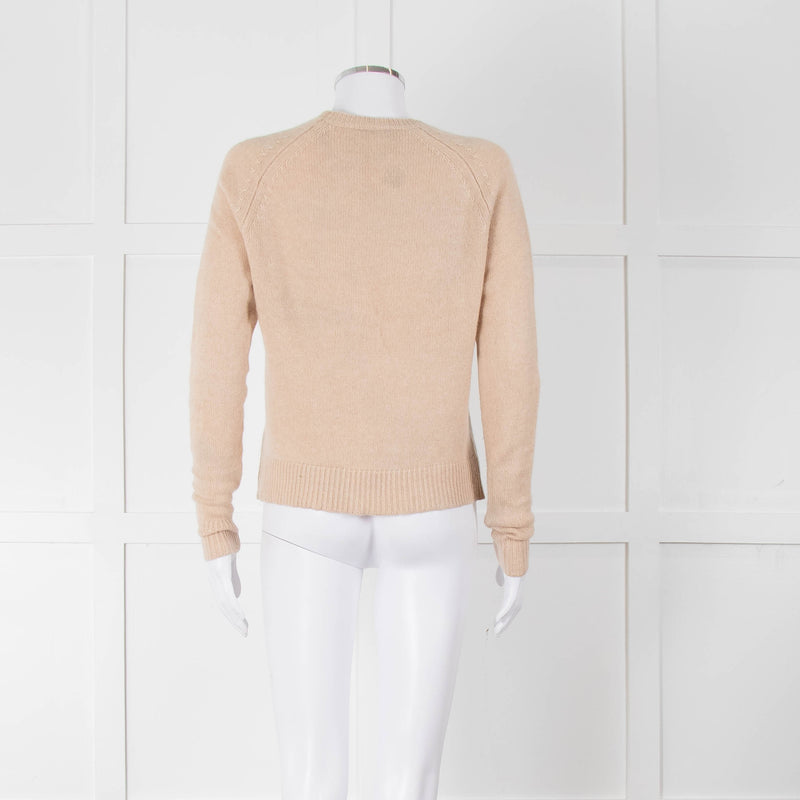 Zadig & Voltaire Camel Round Neck 'Music' Cashmere Sweater