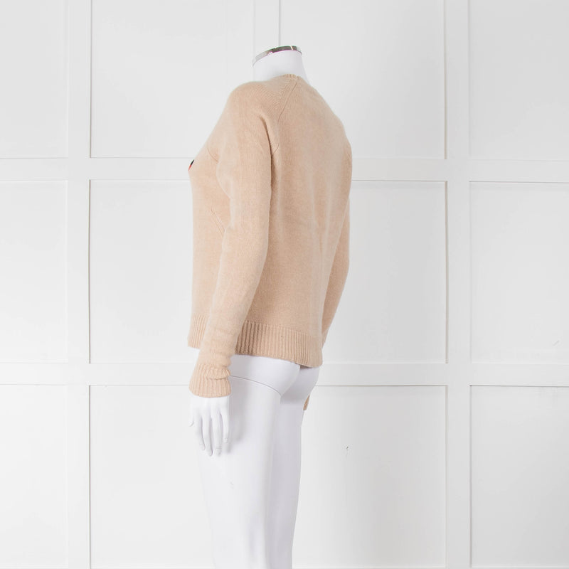 Zadig & Voltaire Camel Round Neck 'Music' Cashmere Sweater