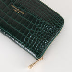 Aspinal of London Green Croc Zip Wallet