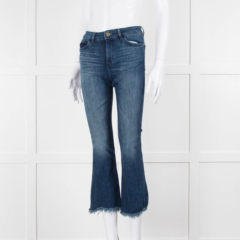 DL 1961 Blue Stretch Frayed Hem Jeans