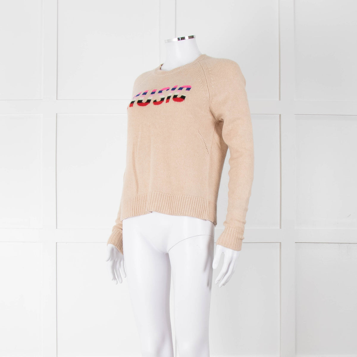 Zadig & Voltaire Camel Round Neck 'Music' Cashmere Sweater
