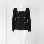 Reformation Boucle Square Neck Blazer with Gold Buttons