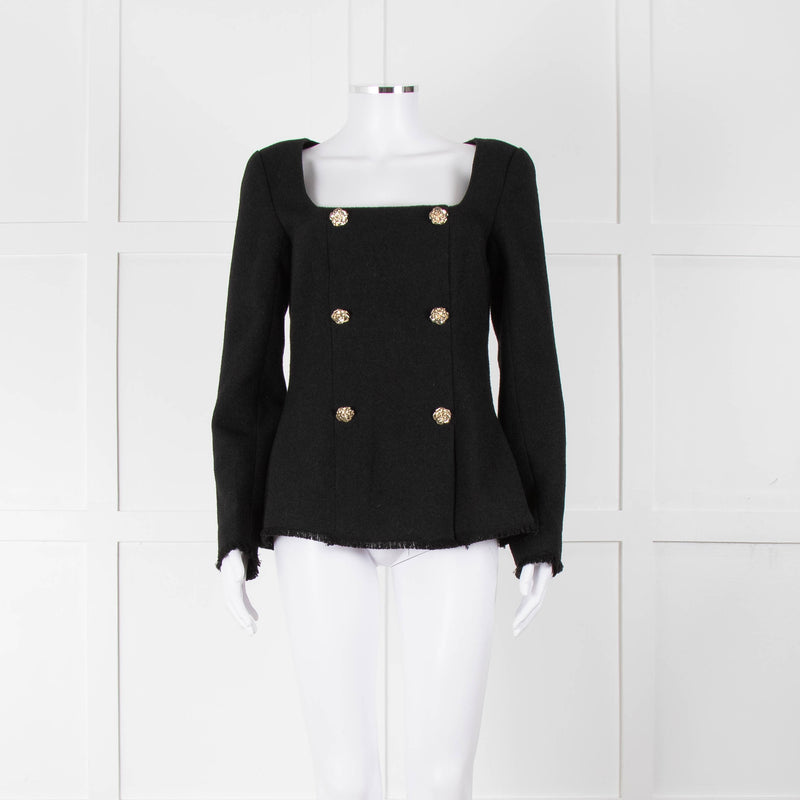 Reformation Boucle Square Neck Blazer with Gold Buttons