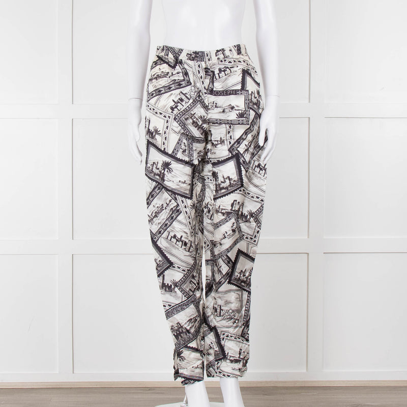 Joseph Grey Graphic Silk Jogger Style Trousers