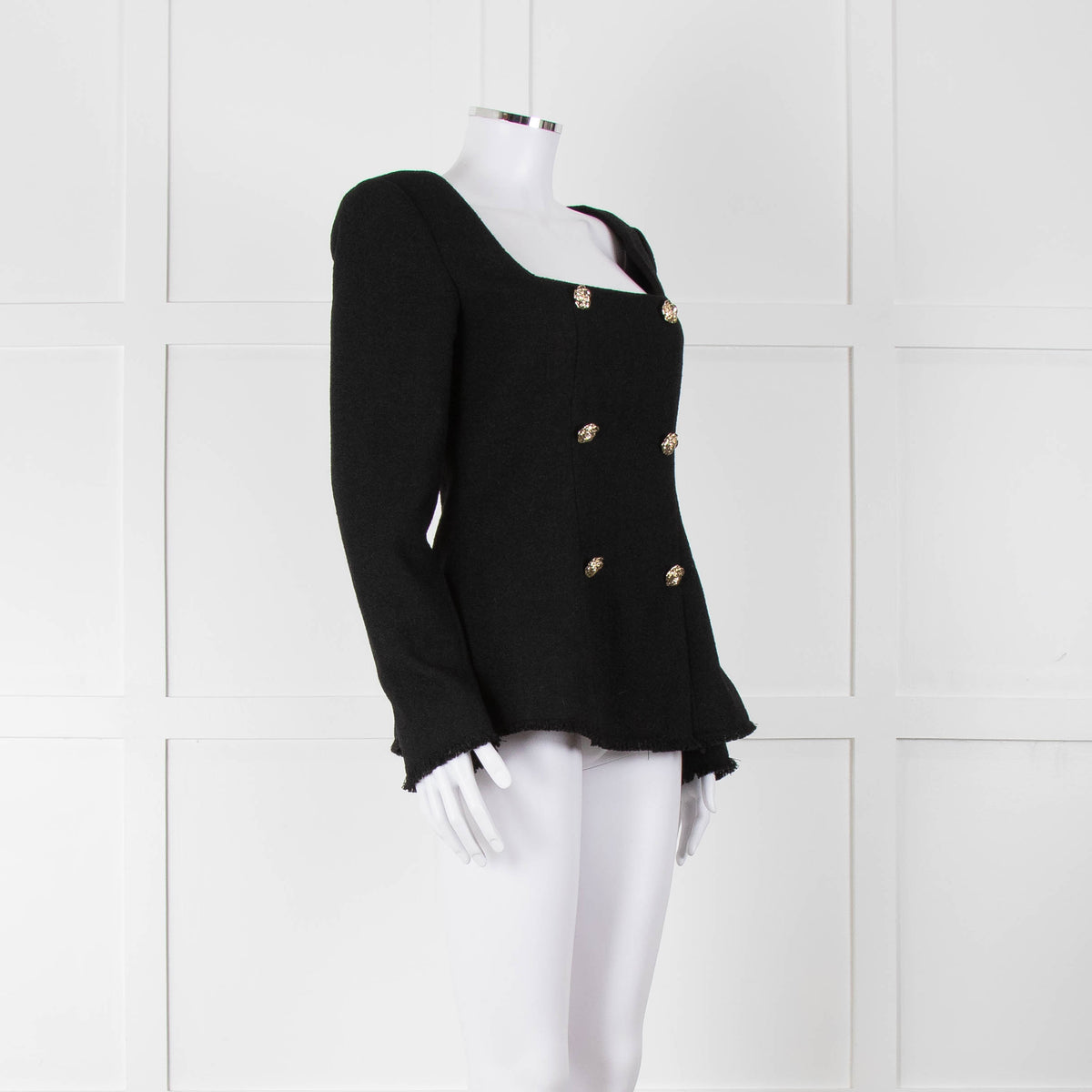 Reformation Boucle Square Neck Blazer with Gold Buttons