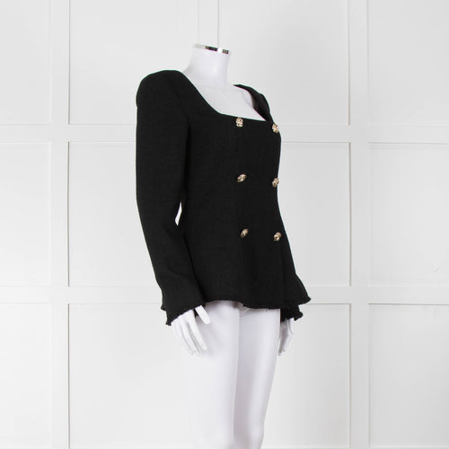 Reformation Boucle Square Neck Blazer with Gold Buttons