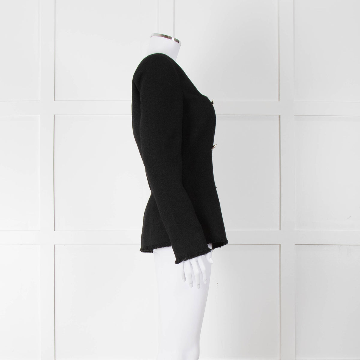 Reformation Boucle Square Neck Blazer with Gold Buttons