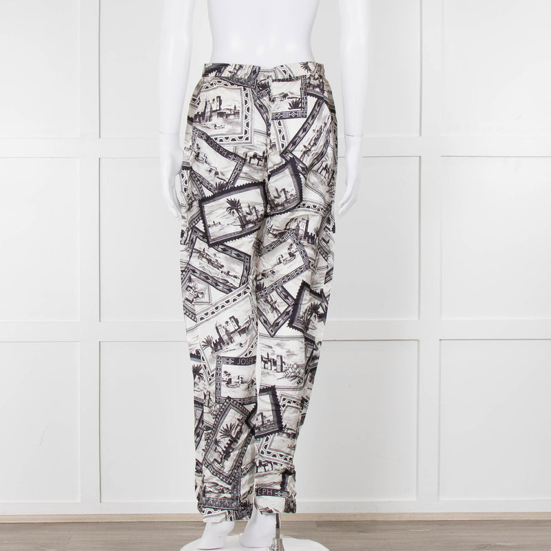 Joseph Grey Graphic Silk Jogger Style Trousers