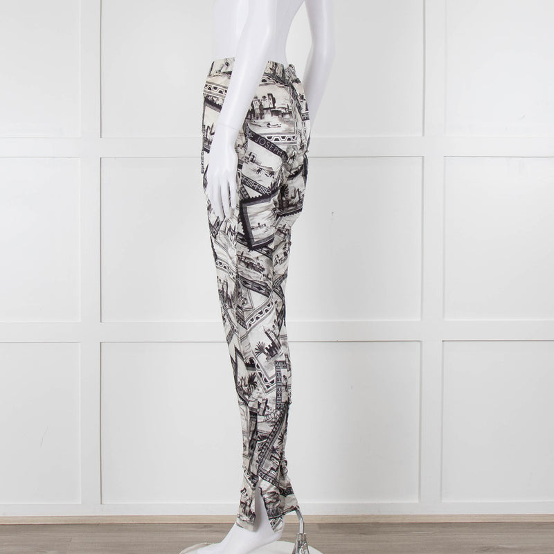 Joseph Grey Graphic Silk Jogger Style Trousers