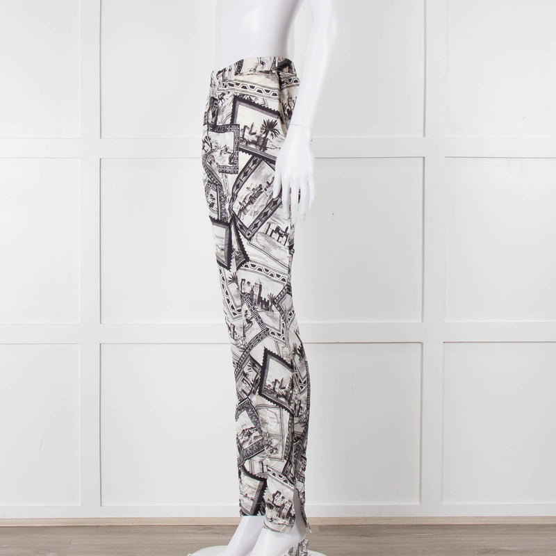 Joseph Grey Graphic Silk Jogger Style Trousers