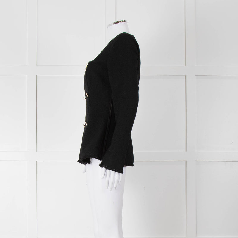 Reformation Boucle Square Neck Blazer with Gold Buttons