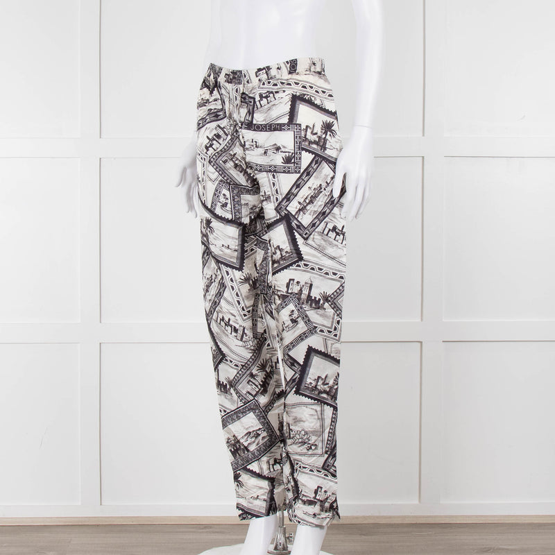 Joseph Grey Graphic Silk Jogger Style Trousers