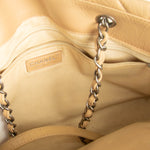 Chanel Beige Quilted Ruthenium Chain Calfskin Tote Bag