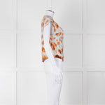Bimba Y Lola Orange and Blue Watercolour Animal Print Tie Shoulder Blouse