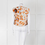 Bimba Y Lola Orange and Blue Watercolour Animal Print Tie Shoulder Blouse