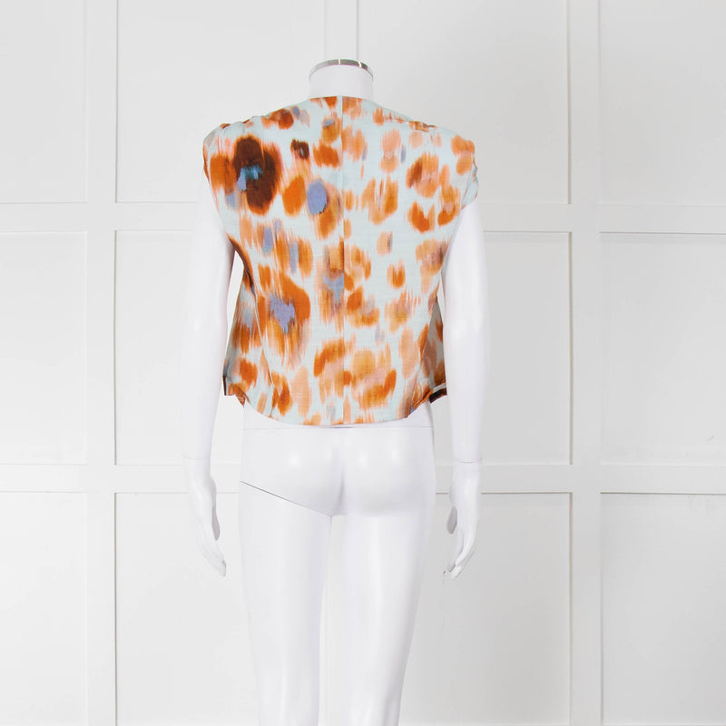 Bimba Y Lola Orange and Blue Watercolour Animal Print Tie Shoulder Blouse