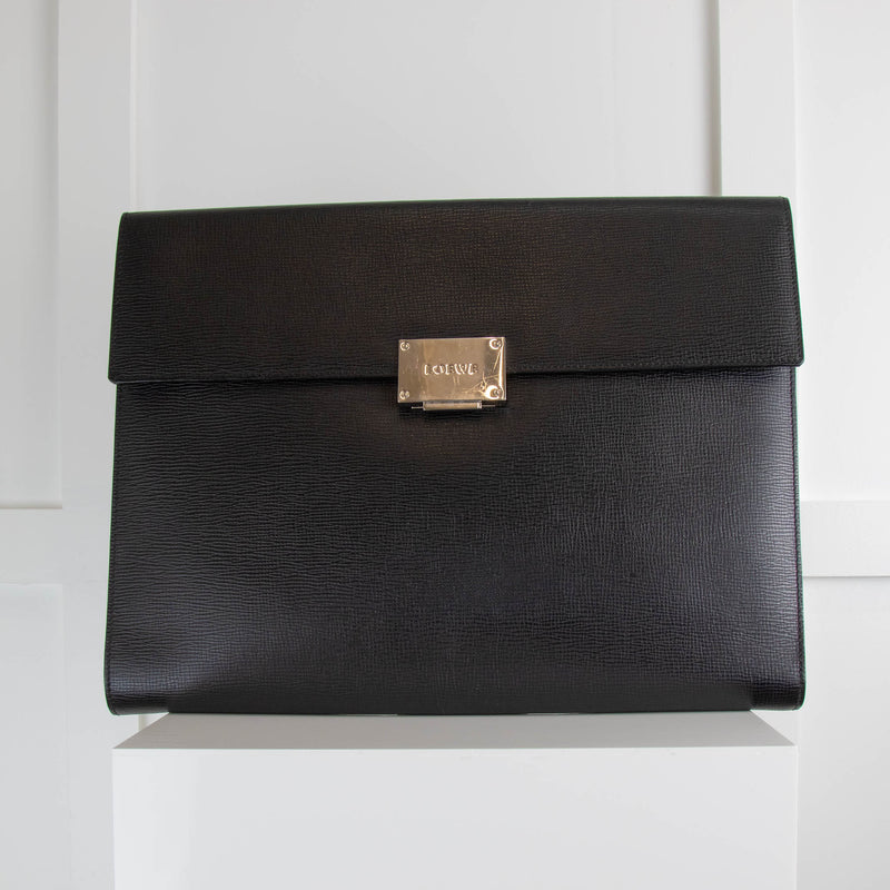 Loewe Black Leather Satchel Clutch Bag