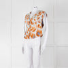 Bimba Y Lola Orange and Blue Watercolour Animal Print Tie Shoulder Blouse