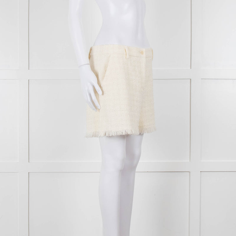 Pinko Cream Boucle Shorts