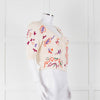 Max & Co Cream Cotton Knit Cardigan with Abstract Flower Embroidery