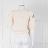 Max & Co Cream Cotton Knit Cardigan with Abstract Flower Embroidery