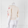 Max & Co Cream Cotton Knit Cardigan with Abstract Flower Embroidery
