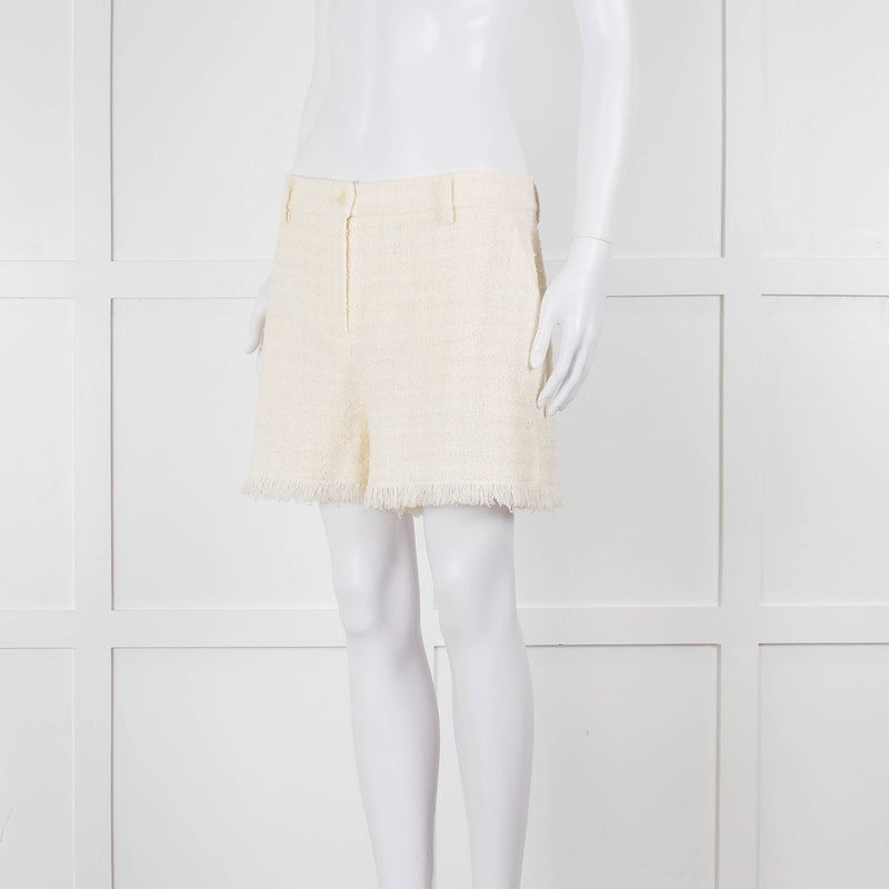Pinko Cream Boucle Shorts