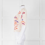 Max & Co Cream Cotton Knit Cardigan with Abstract Flower Embroidery