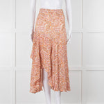 Berenice Orange Paisley Flowy Maxi Skirt