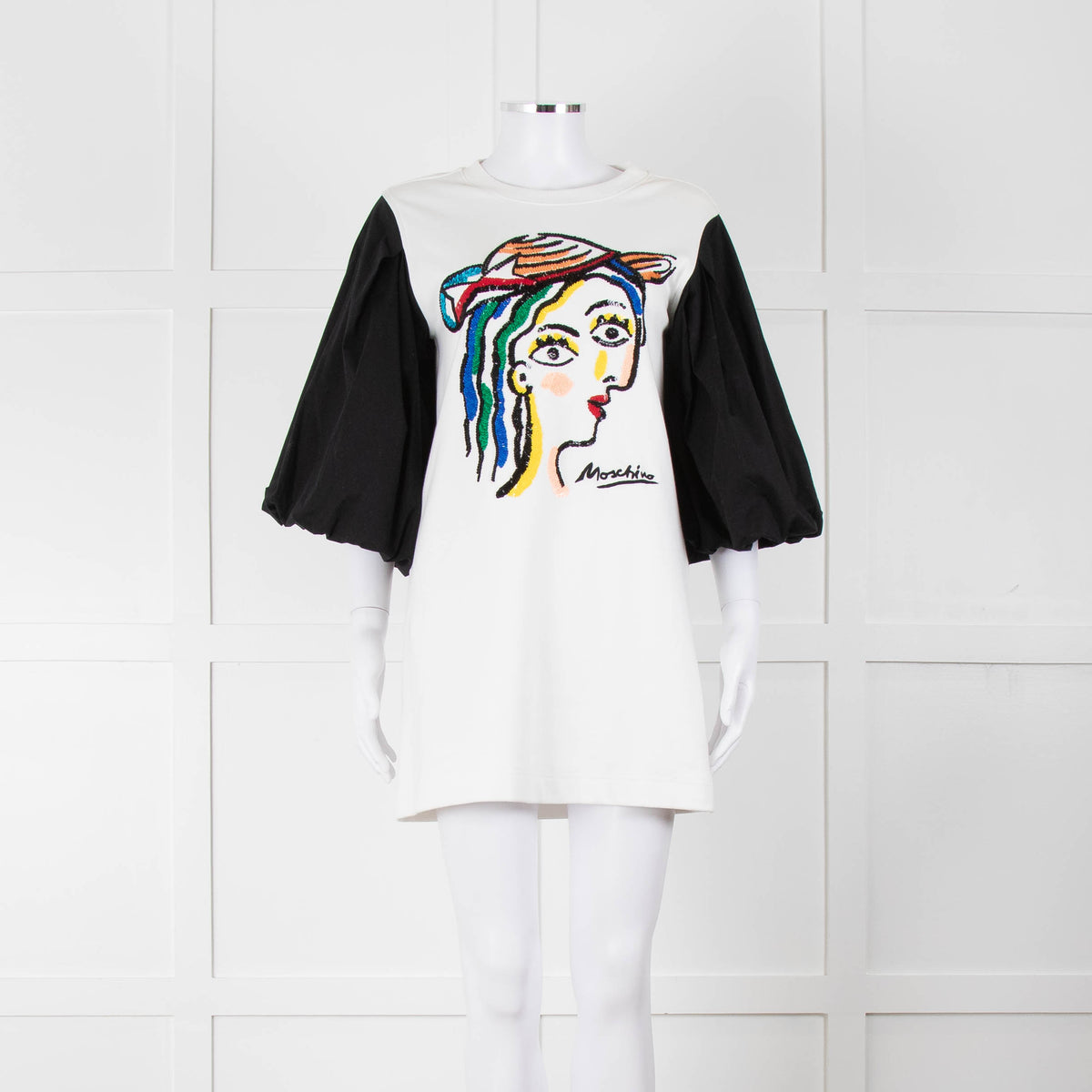 Moschino Picasso Abstract Sequin Face Mini Dress