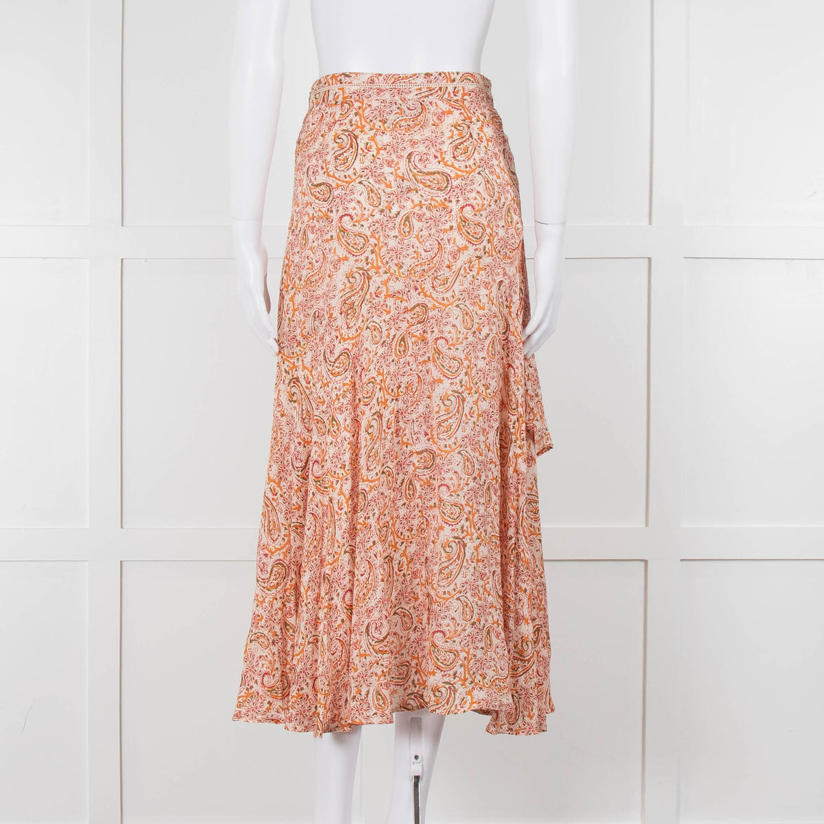 Berenice Orange Paisley Flowy Maxi Skirt