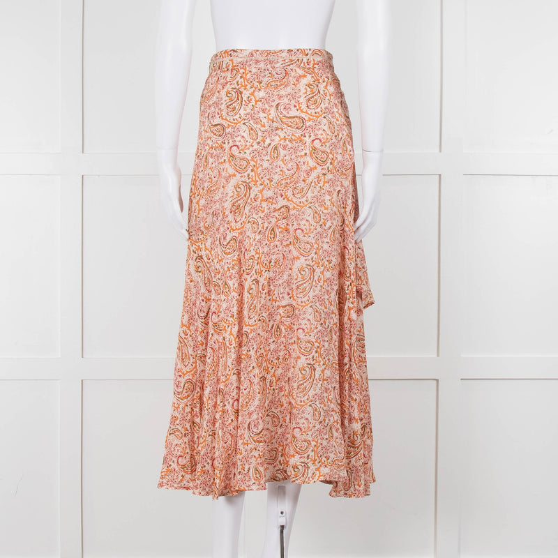 Berenice Orange Paisley Flowy Maxi Skirt