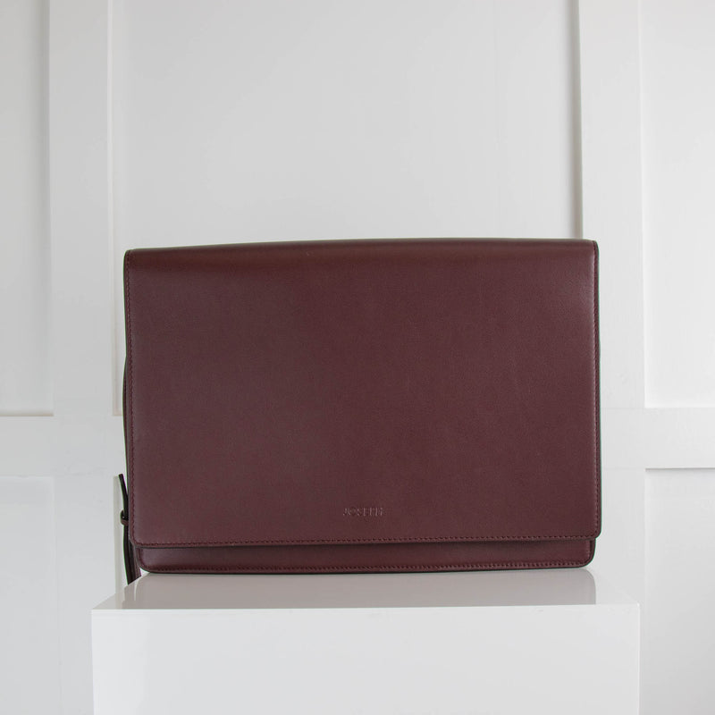 Joseph Burgundy Leather Flap Bag