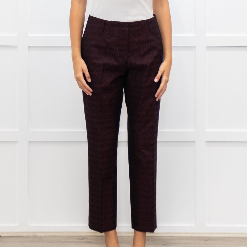 Dries Van Noten Burgundy Small Print Trousers