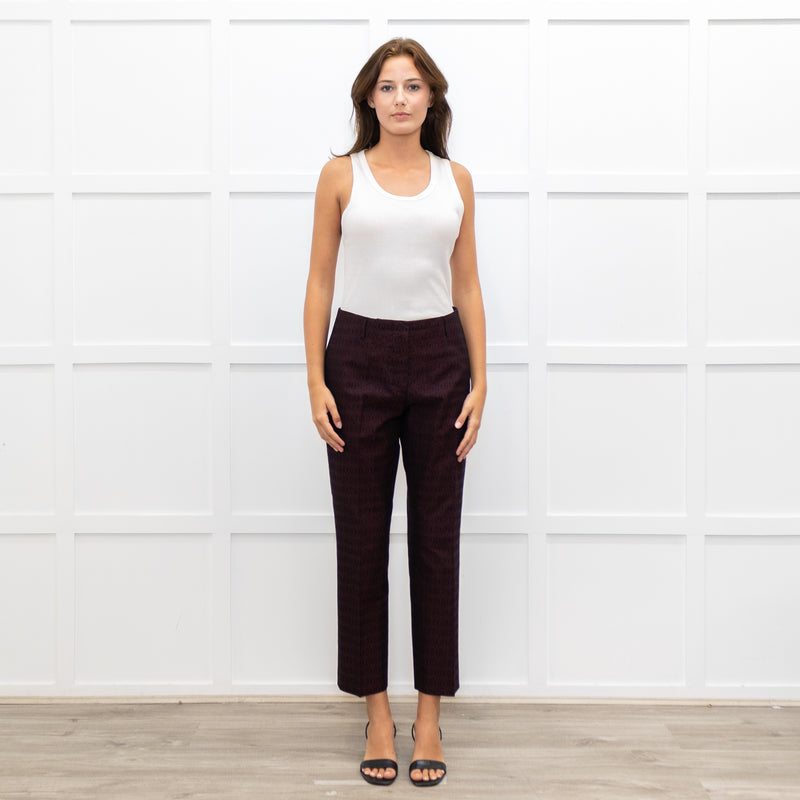 Dries Van Noten Burgundy Small Print Trousers