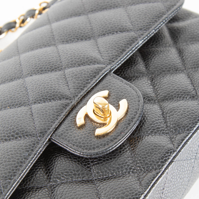 Chanel Black Small Caviar Leather Gold Hardwear Double Flap