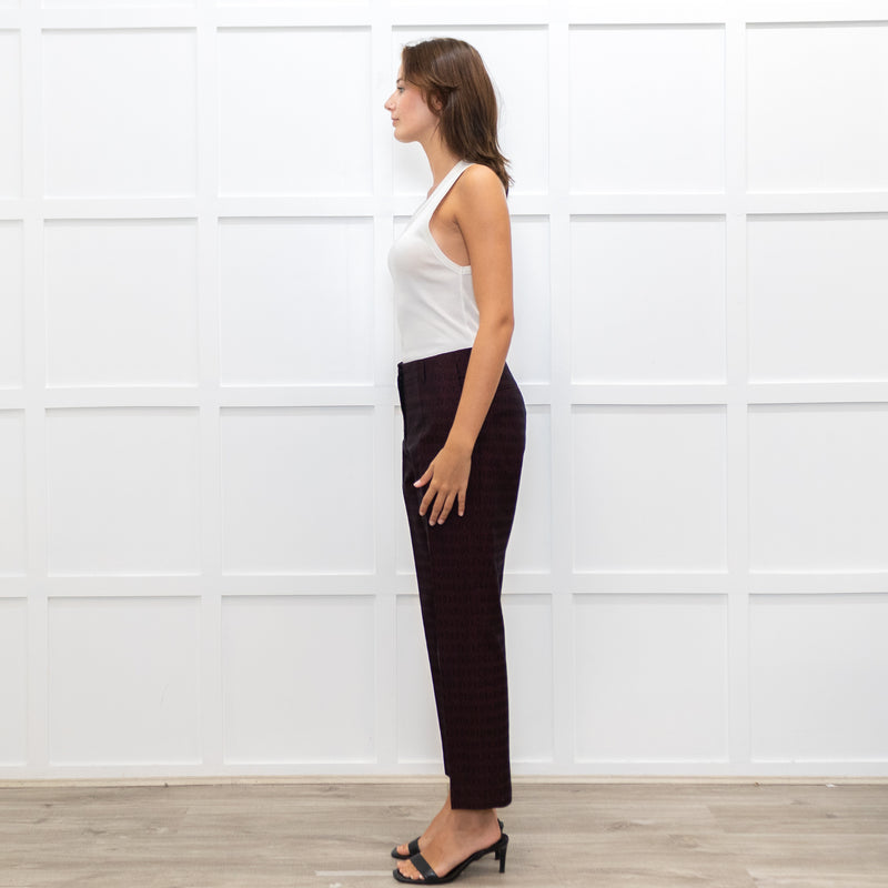 Dries Van Noten Burgundy Small Print Trousers