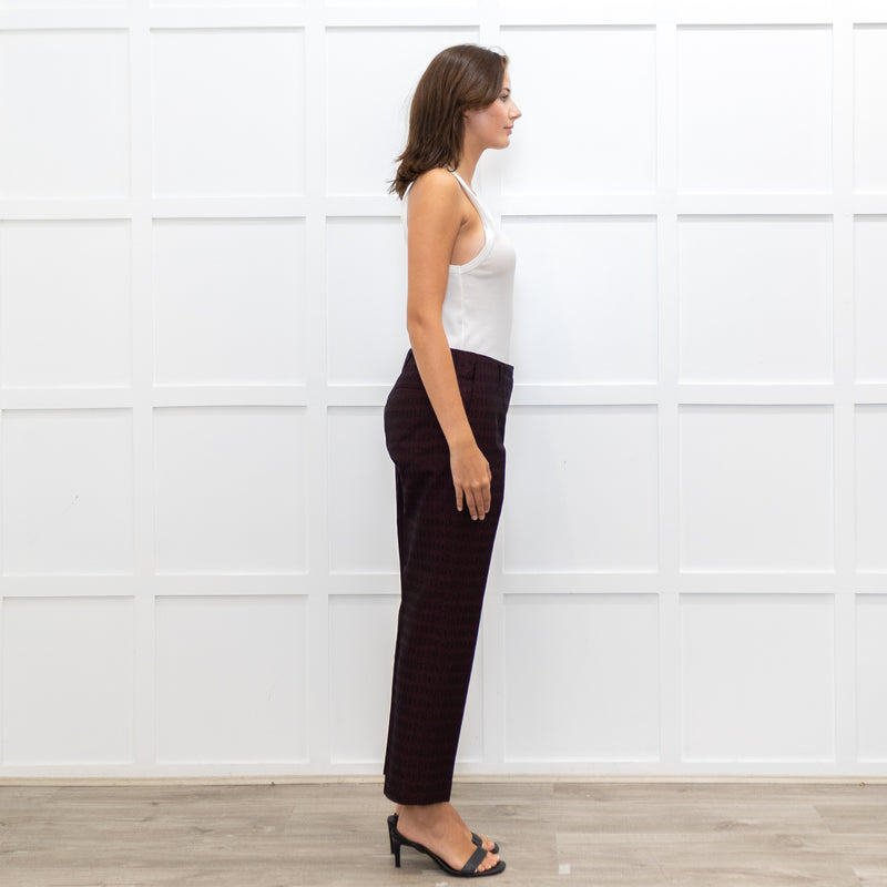 Dries Van Noten Burgundy Small Print Trousers