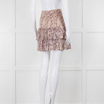 Isabel Marant Etoile Cream and Lilac Floral Shirred Mini Skirt