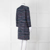 Diane Von Furstenberg Blue Tweed Collarless Coat