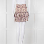 Isabel Marant Etoile Cream and Lilac Floral Shirred Mini Skirt
