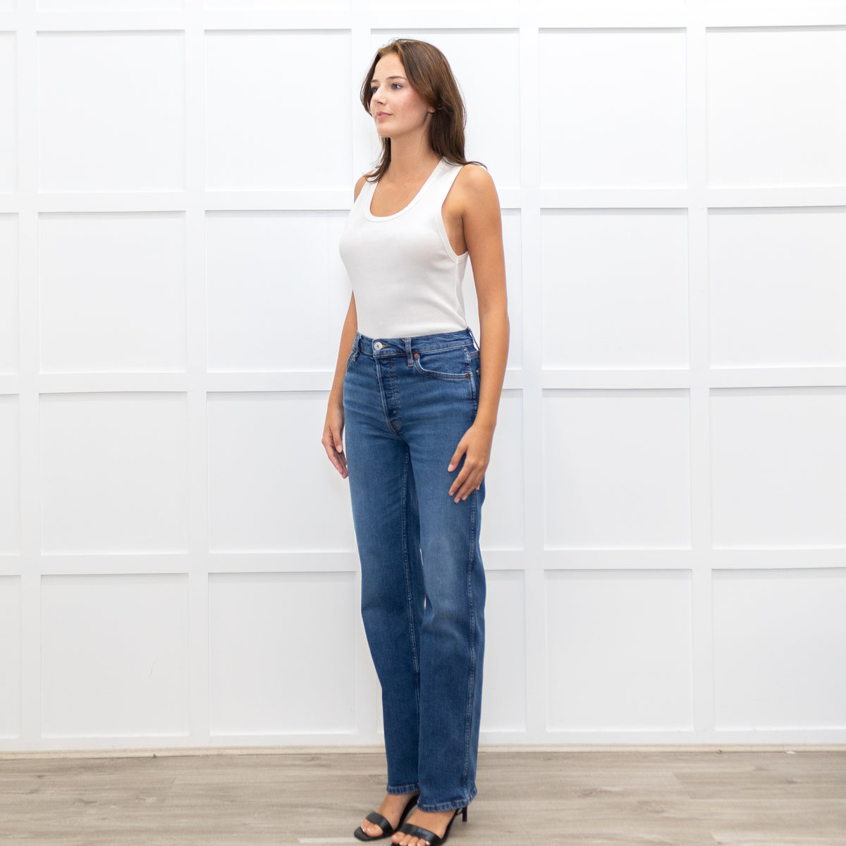 RE/Done Blue Stretch Straight Leg Jeans