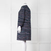 Diane Von Furstenberg Blue Tweed Collarless Coat