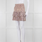 Isabel Marant Etoile Cream and Lilac Floral Shirred Mini Skirt