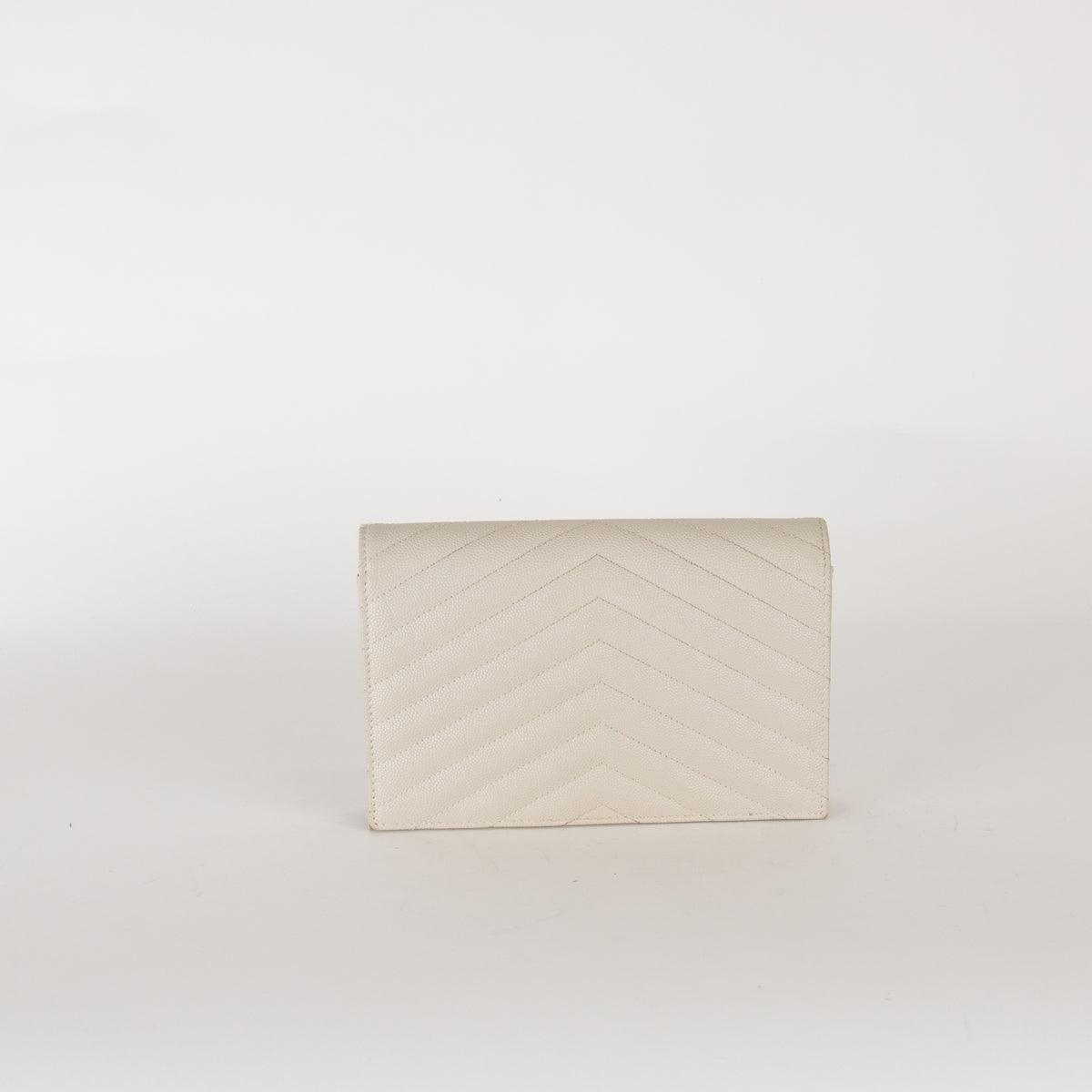 Saint Laurent Cream Cassandre Envelope Chain Wallet with Chain