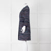Diane Von Furstenberg Blue Tweed Collarless Coat