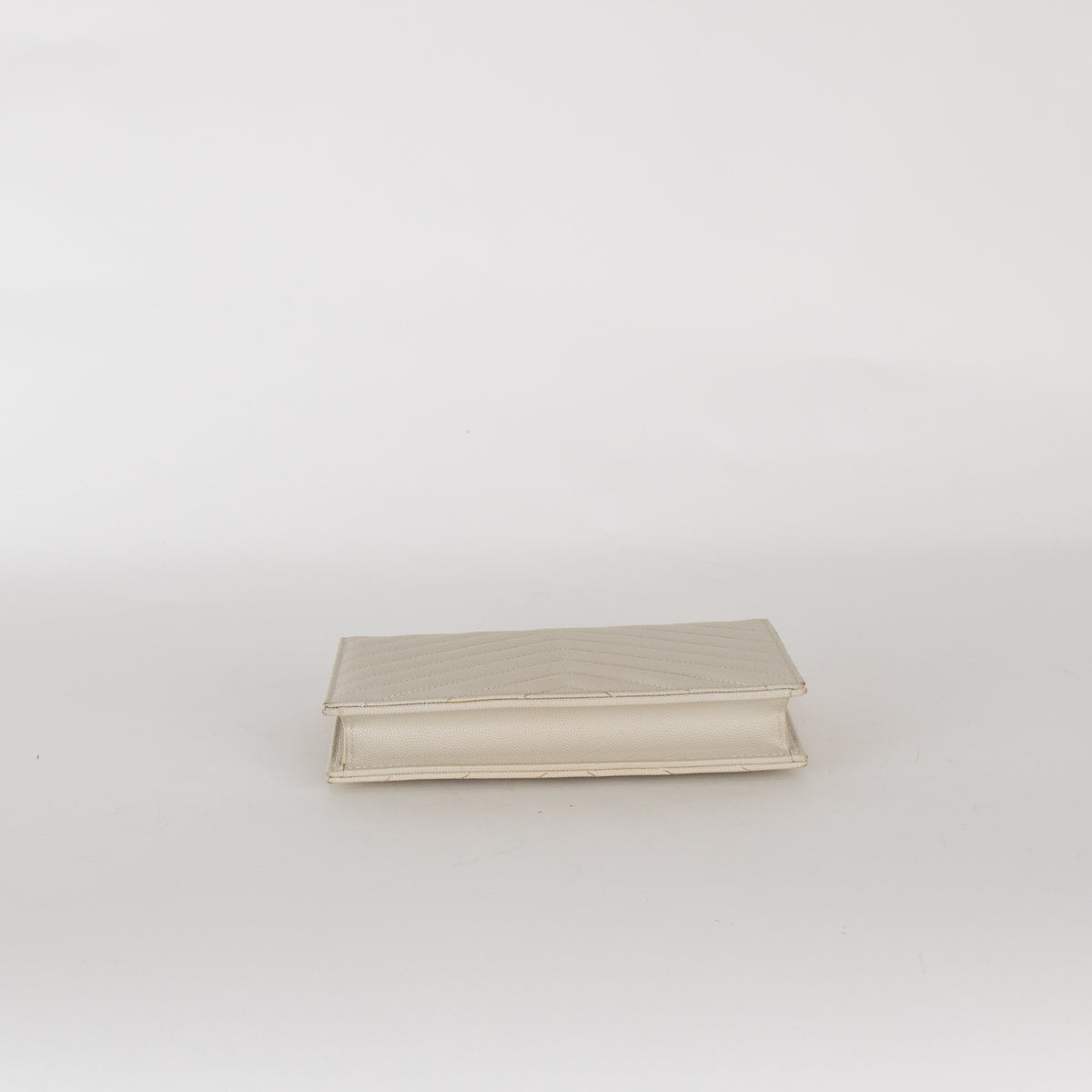 Saint Laurent Cream Cassandre Envelope Chain Wallet with Chain