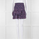 Isabel Marant Etoile Navy Blue Floral Shirred Waist Mini Skirt