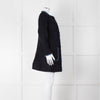 Helene Berman X Trilogy Navy Boucle Coat with Blue Fringe Trim